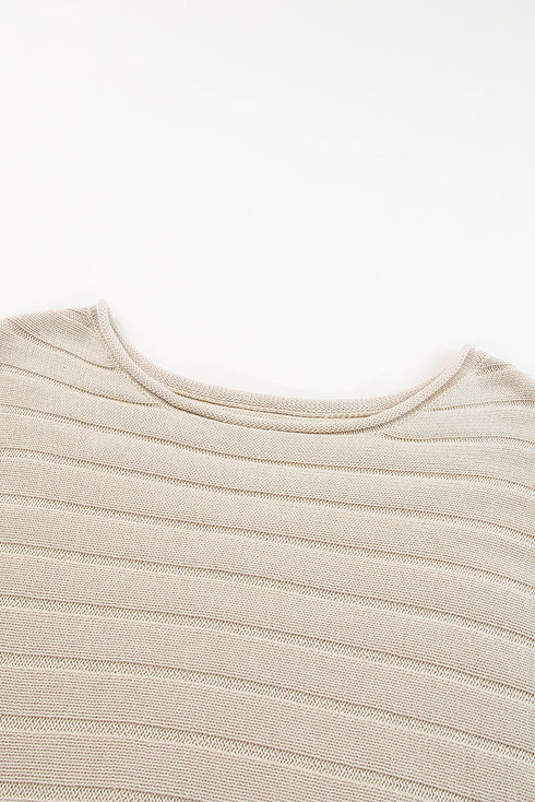 Exposed Seam Ribbed Knit Dolman Sweater