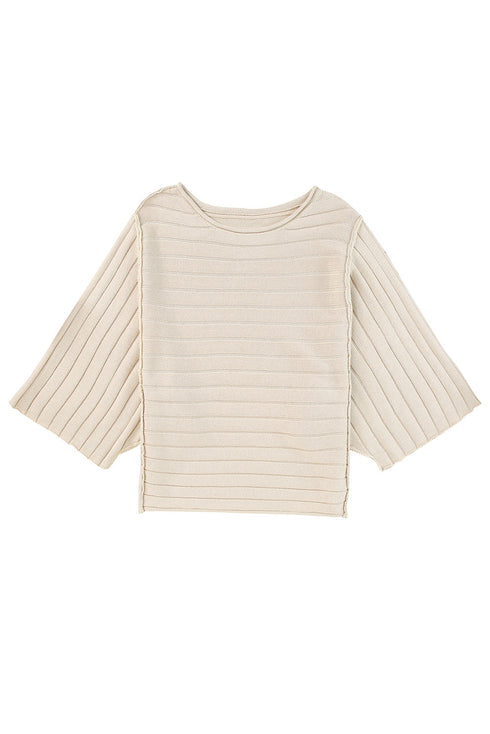 Exposed Seam Ribbed Knit Dolman Sweater