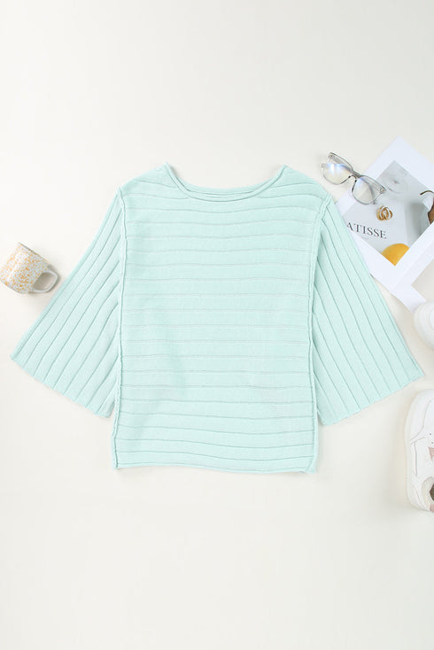 Exposed Seam Ribbed Knit Dolman Sweater