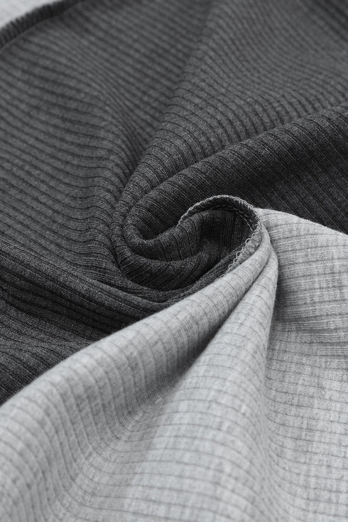 Exposed Seam Ribbed Knit Patchwork Top