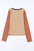 Exposed Seam Ribbed Knit Patchwork Top
