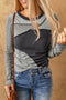 Exposed Seam Ribbed Knit Patchwork Top
