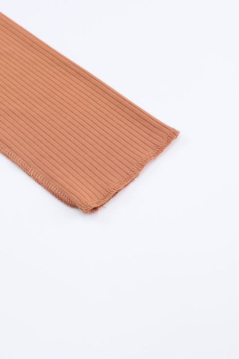 Exposed Seam Ribbed Knit Patchwork Top