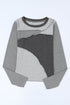 Exposed Seam Ribbed Knit Patchwork Top