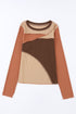 Exposed Seam Ribbed Knit Patchwork Top