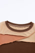 Exposed Seam Ribbed Knit Patchwork Top