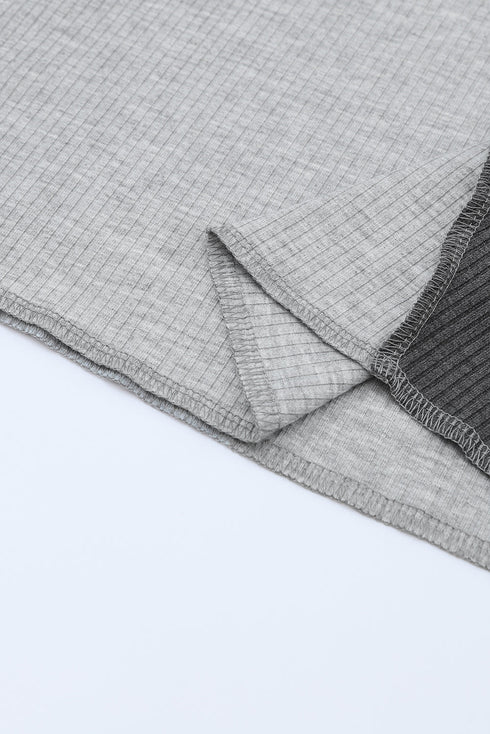 Exposed Seam Ribbed Knit Patchwork Top