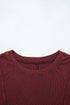 Exposed Seam Ribbed Knit Round Neck Long Sleeve Top