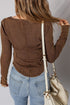 Exposed Seam Ribbed Knit Round Neck Long Sleeve Top