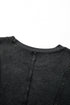 Exposed Seam Ribbed Knit Round Neck Long Sleeve Top