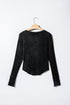 Exposed Seam Ribbed Knit Round Neck Long Sleeve Top