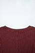 Exposed Seam Ribbed Knit Round Neck Long Sleeve Top