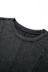 Exposed Seam Ribbed Knit Round Neck Long Sleeve Top
