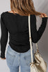 Exposed Seam Ribbed Knit Round Neck Long Sleeve Top
