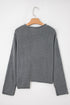Exposed Seam Ribbed Knit Round Neck Pullover Sweater