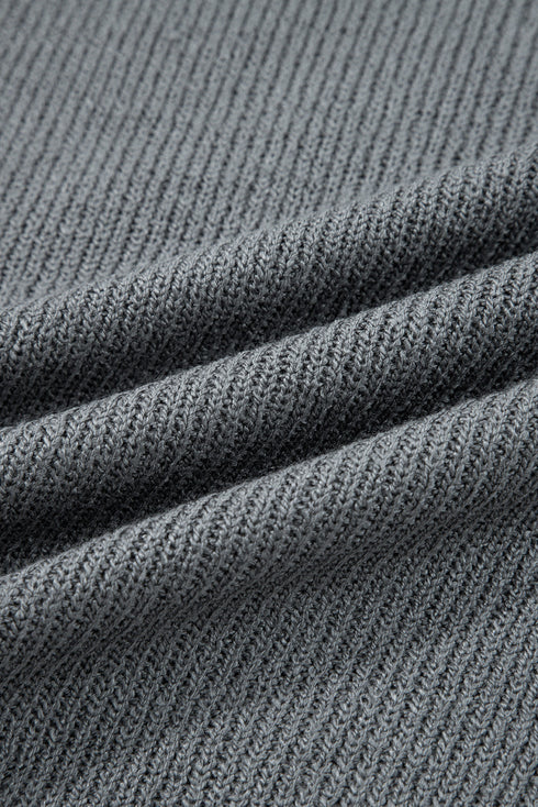 Exposed Seam Ribbed Knit Round Neck Pullover Sweater