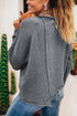 Exposed Seam Ribbed Knit Round Neck Pullover Sweater