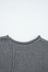 Exposed Seam Ribbed Knit Round Neck Pullover Sweater