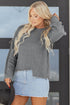Exposed Seam Ribbed Knit Round Neck Pullover Sweater