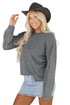 Exposed Seam Ribbed Knit Round Neck Pullover Sweater