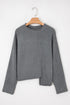 Exposed Seam Ribbed Knit Round Neck Pullover Sweater