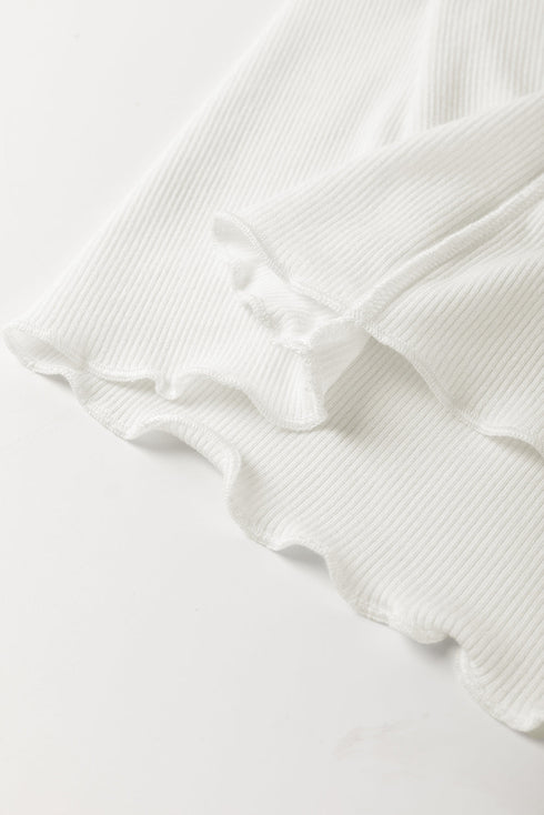 Exposed Seam Ribbed Knit Slim Fit Long Sleeve Top