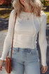 Exposed Seam Ribbed Knit Slim Fit Long Sleeve Top
