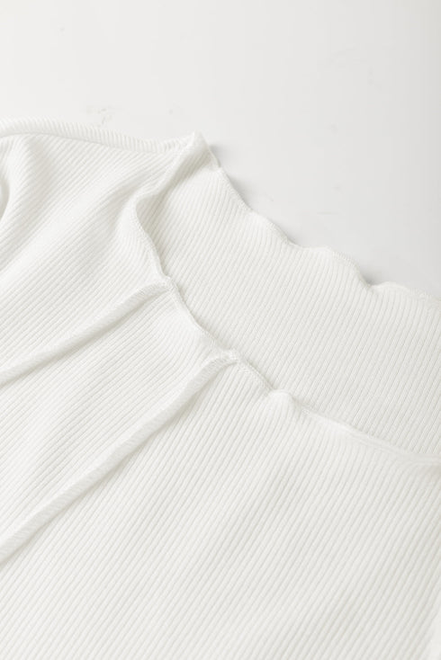 Exposed Seam Ribbed Knit Slim Fit Long Sleeve Top
