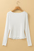 Exposed Seam Ribbed Knit Slim Fit Long Sleeve Top