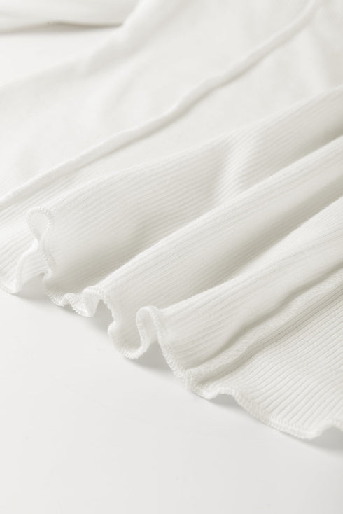 Exposed Seam Ribbed Knit Slim Fit Long Sleeve Top