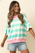 Exposed Seam Ribbed Patchwork Striped Tee