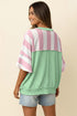 Exposed Seam Ribbed Patchwork Striped Tee