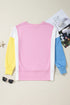 Exposed Seam Side Slit Crew Neck Sweatshirt