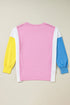 Exposed Seam Side Slit Crew Neck Sweatshirt