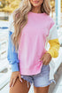 Exposed Seam Side Slit Crew Neck Sweatshirt