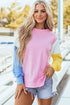 Exposed Seam Side Slit Crew Neck Sweatshirt