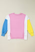 Exposed Seam Side Slit Crew Neck Sweatshirt