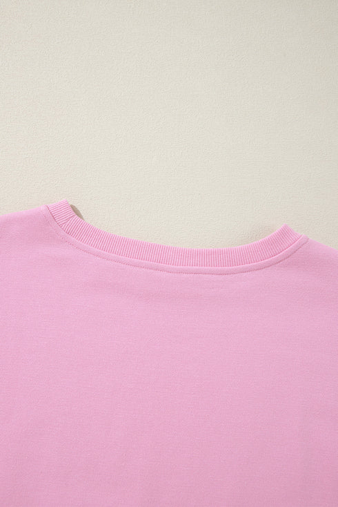 Exposed Seam Side Slit Crew Neck Sweatshirt