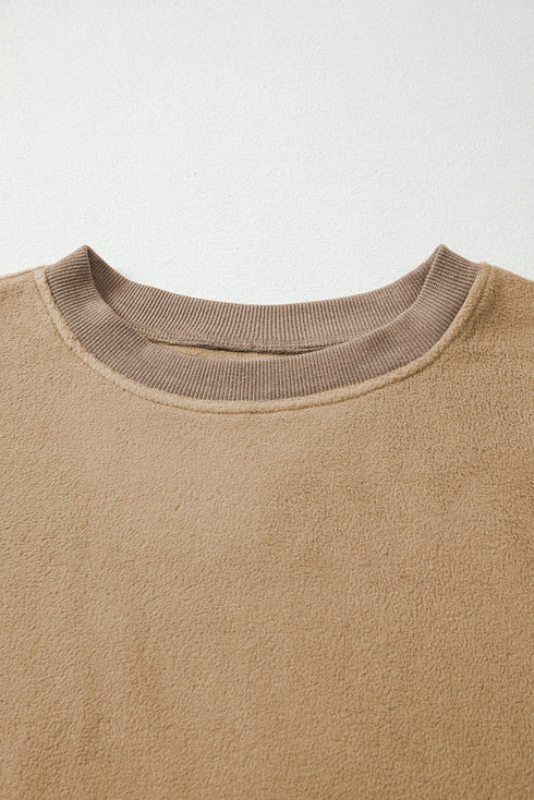 Exposed Seam Split Hem Relaxed Fit Pullover Sweatshirt