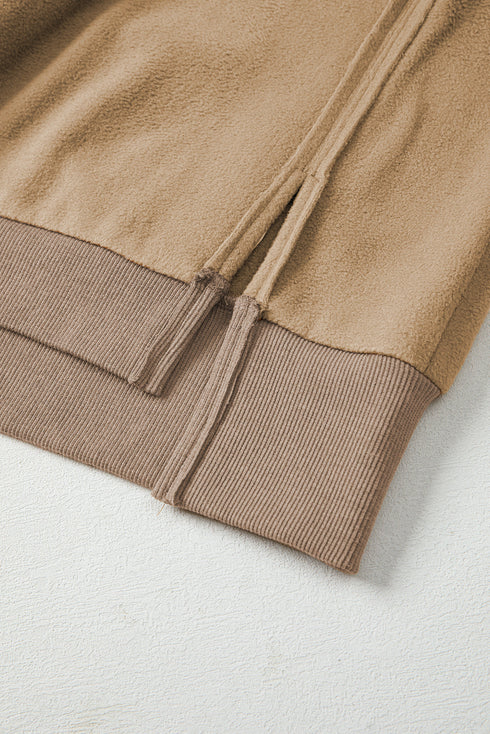 Exposed Seam Split Hem Relaxed Fit Pullover Sweatshirt