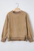 Exposed Seam Split Hem Relaxed Fit Pullover Sweatshirt