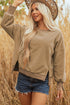 Exposed Seam Split Hem Relaxed Fit Pullover Sweatshirt