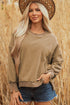 Exposed Seam Split Hem Relaxed Fit Pullover Sweatshirt