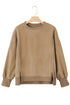 Exposed Seam Split Hem Relaxed Fit Pullover Sweatshirt