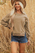 Exposed Seam Split Hem Relaxed Fit Pullover Sweatshirt