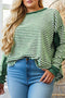 Exposed Seam Stripe Patchwork Thermal Long Sleeve Top