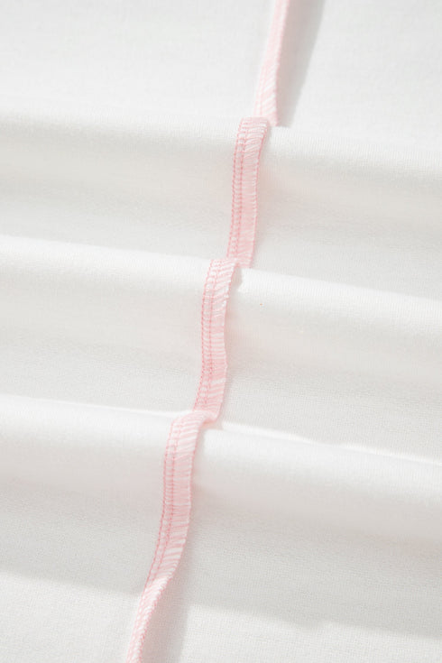 Exposed Seam Striped Panel Relaxed Fit V Neck Top