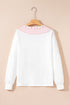 Exposed Seam Striped Panel Relaxed Fit V Neck Top