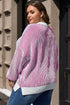 Exposed Seam Striped Ribbed Knit Crew Neck Sweater