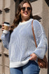 Exposed Seam Striped Ribbed Knit Crew Neck Sweater